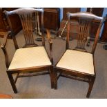 Set of six mahogany stained Chippendale style dining chairs comprising a carver and 5 single chairs,