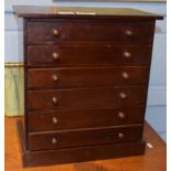 Late 19th/early 20th century mahogany miniature collectors chest of six drawers with knob handles,