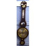 L Bernasconi, Sheffield, early 19th century cross-banded mahogany wheel barometer with hydrometer,