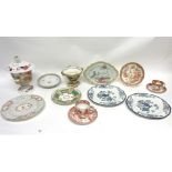 Group of porcelain wares including a Derby pastille burner, a Worcester Grainger & Co coffee cup and