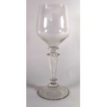 Large wine glass on domed foot with air twist