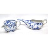 Two European porcelain dishes modelled in blue and white in Meissen style