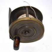 Two small vintage brass fishing reels, both approx 6cm diam (2)