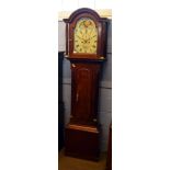 Behr Herrmann & Co early/mid 19th century mahogany cased longcase clock, the arched painted dial