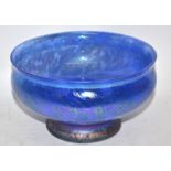Blue glass bowl of Loetz type, 20cm diam