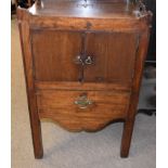 George III period mahogany night table with pierced galleried top (part missing), the front with two