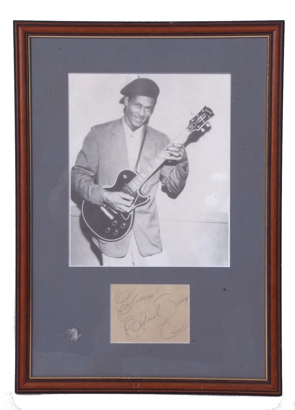 Signed and framed picture of Chuck Berry without Certificate of Authenticity.