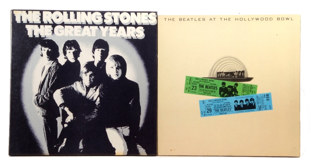 The Rolling Stones 'The Great Years' vinyl box set and 'The Beatles at the Hollywood Bowl'.