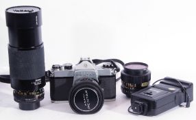 Asahi Pentax SP500 with King W 49mm lens, Photax-Paragon 35mm lens and Tamron 75-250mm lens with