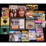 Collection of Beatles memorabilia including a 'Beatles 4 Ever' clock, Beatles Monthly books, various