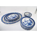 QTY OF DINNER WARES BY BOOTHS IN OLD WILLOW PATTERN COMPRISING OF SERVING DISHES, DINNER PLATES,