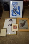 COLLECTION OF PRINTS IN WOODEN FRAMES AND FRAMED LETTER FROMN THE VATICAN DATED AUGUST 1977