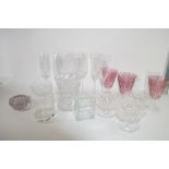 BOX QTY OF GLASS WARES, CHAMPAGNE FLUTES ETC