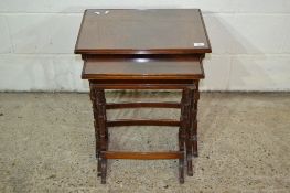 NEST OF THREE MAHOGANY FINISHED TABLES THE LARGEST APPROX WIDTH 51CM