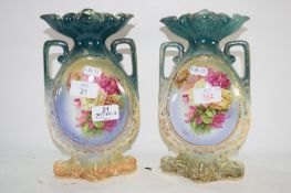 PAIR OF CERAMIC VASES WITH FLORAL DECORATION
