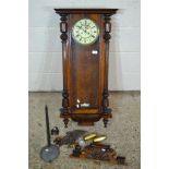MAHOGANY CASED VIENNA TYPE WALL CLOCK WITH EAGLE CREST BRASS MOUNTED ROMAN CHAPTER RING WITHIN
