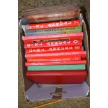 BOX OF BOOKS MAINLY CHILDRENS ANNUALS INCLUDING THE GIRL ANNUAL, INTERNATIONAL FOOTBALL FOR BOYS,