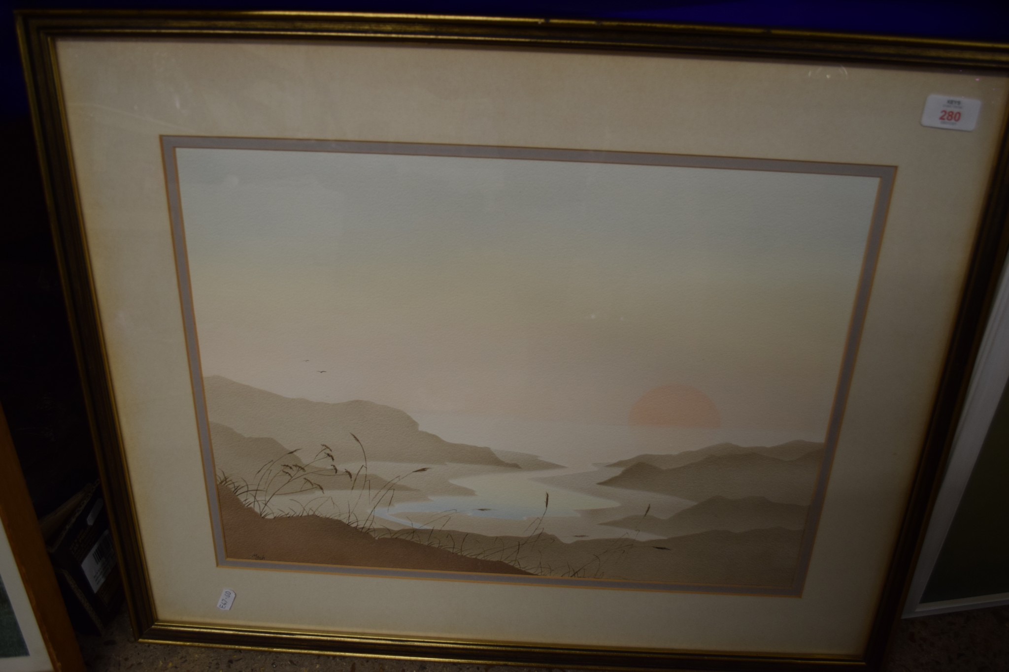 PRINT OF LANDSCAPE IN BLACK WOODEN FRAME