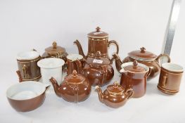 QTY OF FRENCH POTTERY KITCHEN WARES INCLUDING VARIOUS COFFEE POTS, TEAPOTS AND COVERS ETC