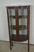 GOOD QUALITY BOW FRONT EDWARDIAN MAHOGANY CHINA OR DISPLAY CABINET WITH INLAID DECORATION THROUGHOUT