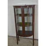 GOOD QUALITY BOW FRONT EDWARDIAN MAHOGANY CHINA OR DISPLAY CABINET WITH INLAID DECORATION THROUGHOUT