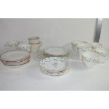 QTY OF ENGLISH PRCELAIN TEA WARES COMPRISING OF CUPS AND SAUCERS, MILK JUG AND SANDWHICH PLATE