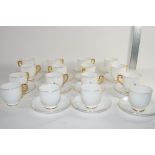 QTY OF CHINA CUPS AND SAUCERS WITH GILT HIGHLIGHTS