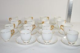 QTY OF CHINA CUPS AND SAUCERS WITH GILT HIGHLIGHTS