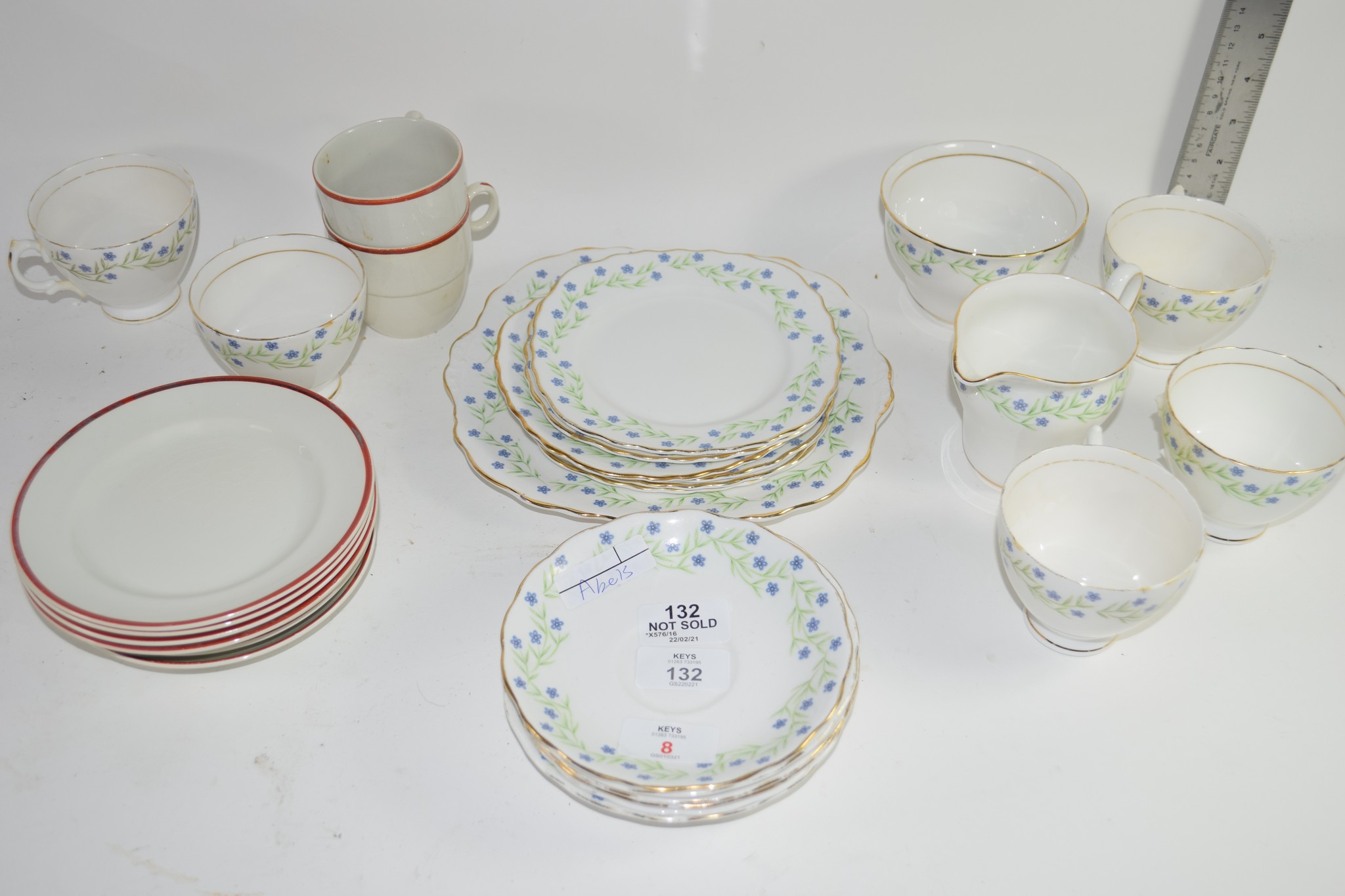 QTY OF ENGLISH PRCELAIN TEA WARES COMPRISING OF CUPS AND SAUCERS, MILK JUG AND SANDWHICH PLATE - Image 2 of 2