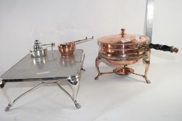 COPPER SERVING DISH AND COVER WITH WARMING PLATE UNDERNEATH