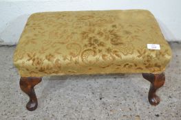 UPHOLSTERED VINTAGE STOOL ON PAD FEET APPROX 50 X 30CM