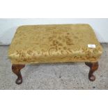 UPHOLSTERED VINTAGE STOOL ON PAD FEET APPROX 50 X 30CM