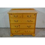 LATE 20TH CENTURY WAXED PINE CHEST OF DRAWERS APPROX WIDTH 98CM