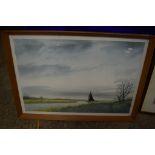 PRINT OF A SAILING SHIP IN WOODEN FRAME