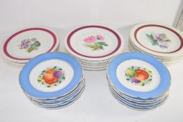 QTY OF CERAMIC PLATES MAILNY WITH FLORAL AND FRUIT DECORATION