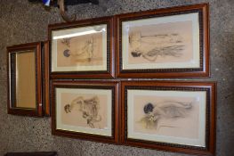 GROUP OF PRINTS OF GIRLS PUBLISHED BY GUTMANN & GUTMANN NEWYORK ALL IN WOODEN FRAMES