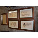 GROUP OF PRINTS OF GIRLS PUBLISHED BY GUTMANN & GUTMANN NEWYORK ALL IN WOODEN FRAMES