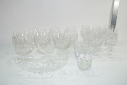 QTY OF CUT GLASS BRANDY GLASSES FRUIT BOWLS ETC