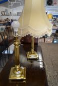 PAIR OF BRASS TABLE LAMPS