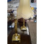 PAIR OF BRASS TABLE LAMPS