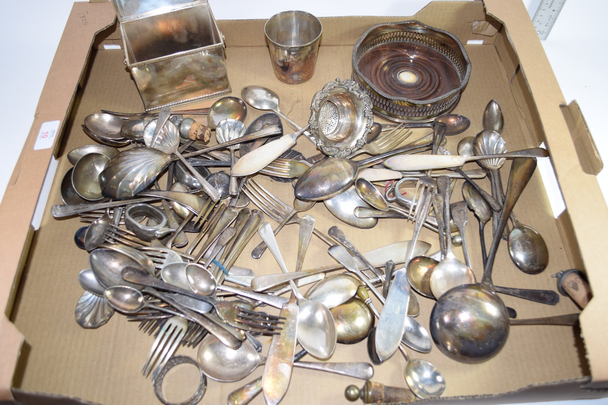 BOX QTY OF FLATWARE AND OTHER PLATED WARES - Image 2 of 2