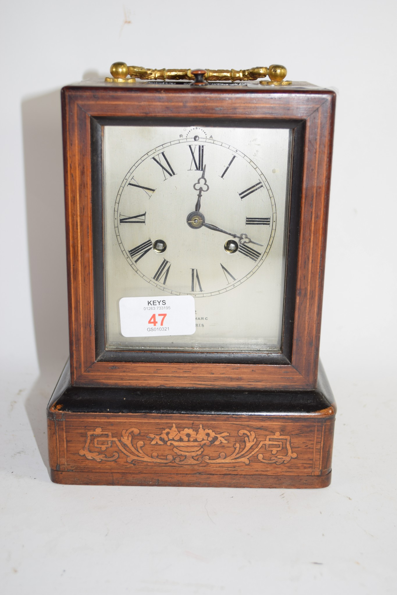 MANTEL CLOCK IN WOODEN FRAME THE DIAL MARK MARC PARIS