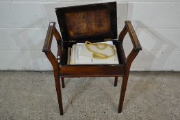 EDWARDIAN PIANO STOOL WITH UPHOLSTERED SEAT TOGETHER WITH A QTY OF VARIOUS VINTAGE SHEET MUSIC