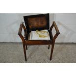 EDWARDIAN PIANO STOOL WITH UPHOLSTERED SEAT TOGETHER WITH A QTY OF VARIOUS VINTAGE SHEET MUSIC