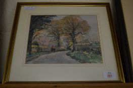 WATER COLOUR OF RANWORTH ROAD SOUTH WALSHAM BY KEITH JOHNSON