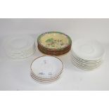 GROUP OF CERAMIC BOWLS BY MINTON TOGETHER WITH FURTHER QTY OF CHINA SAUCERS AND SIDEPLATES