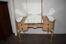 1950'S KIDNEY SHAPED MIRROR BACK DRESSING TABLE LENGTH APPROX 124CM