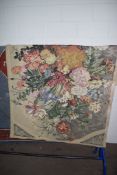 DECORATIVE TAPESTRY DEPICTING A FLORAL SCENE, LINES TO REVERSE APPROX 130 X 180CM