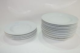 QTY OF PLAIN WHITE MODERN DINNER PLATES AND BOWLS jsa Italian china 8 bowls 8 plates