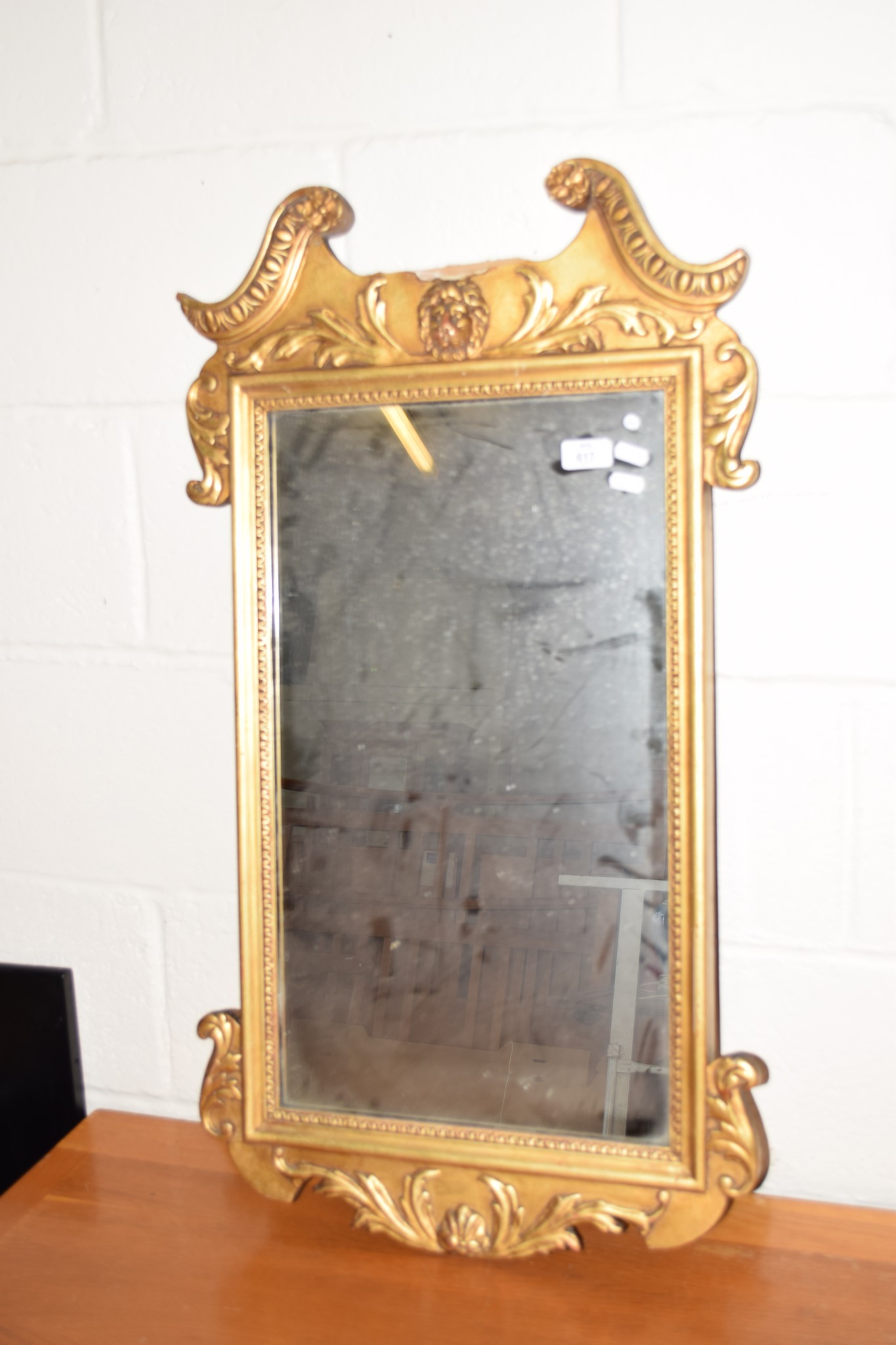 WALL MIRROR IN ORNATE MOLDED GILT FRAME TOTAL HEIGHT APPROX 89CM